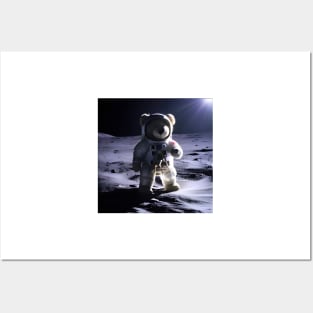 Teddy in a Space suit on the Moon Posters and Art